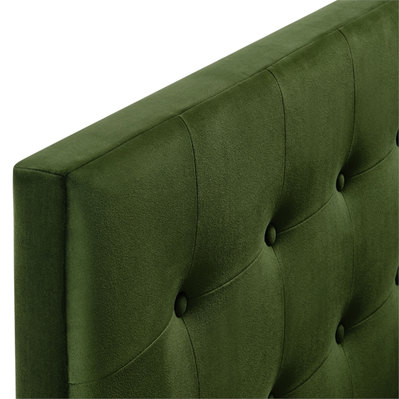 Emily Stain-Resistant Performance Velvet Twin Size Headboard in Moss Green
