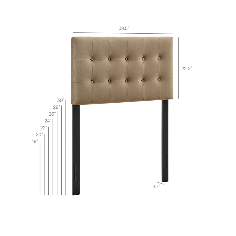 Emily Stain-Resistant Performance Velvet Twin Size Headboard in Taupe
