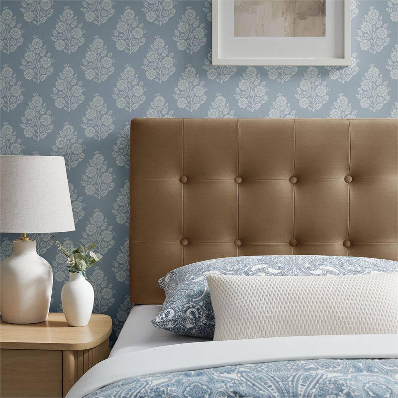 Emily Stain-Resistant Performance Velvet Twin Size Headboard in Taupe