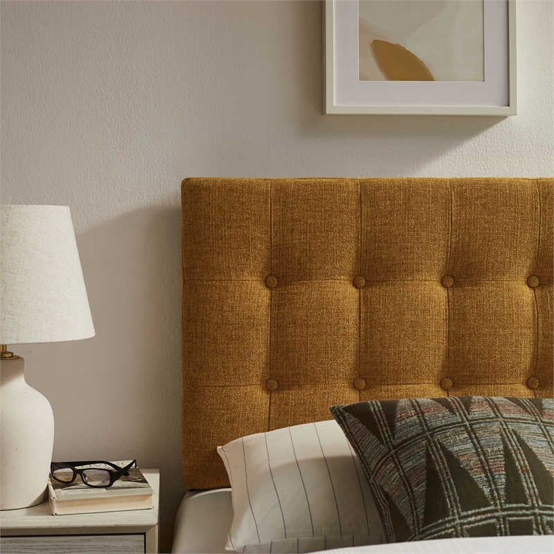 Emily Fabric Upholstered Twin Size Headboard in Copper