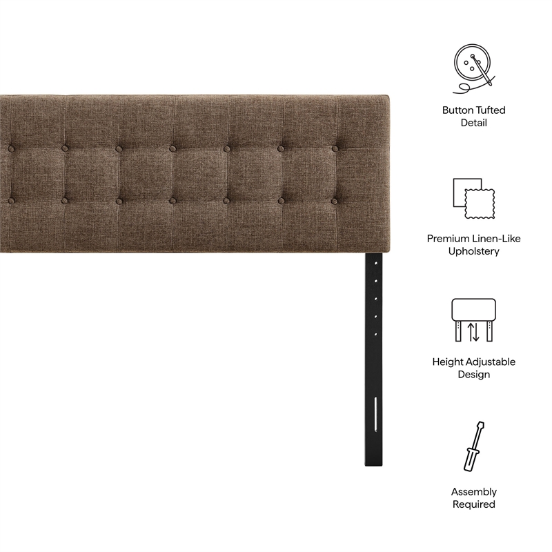 Emily Fabric Upholstered Full Size Headboard in Mocha