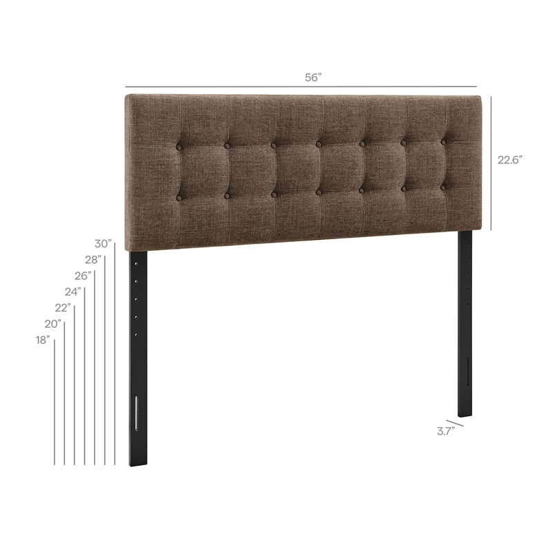 Emily Fabric Upholstered Full Size Headboard in Mocha