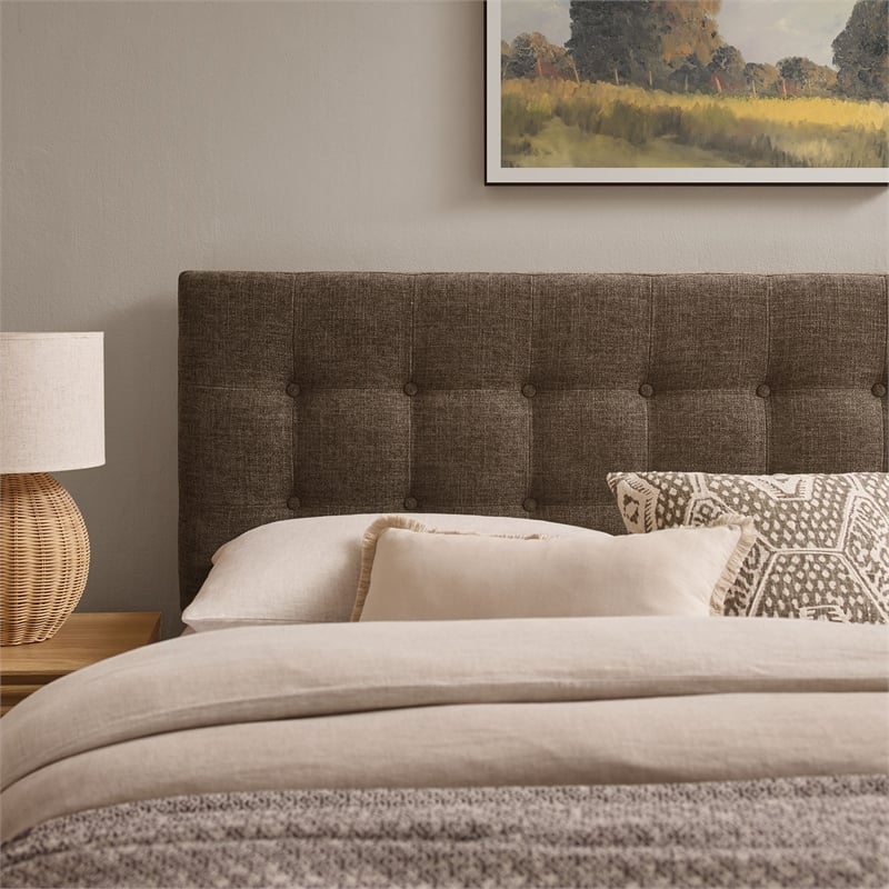 Emily Fabric Upholstered Full Size Headboard in Mocha