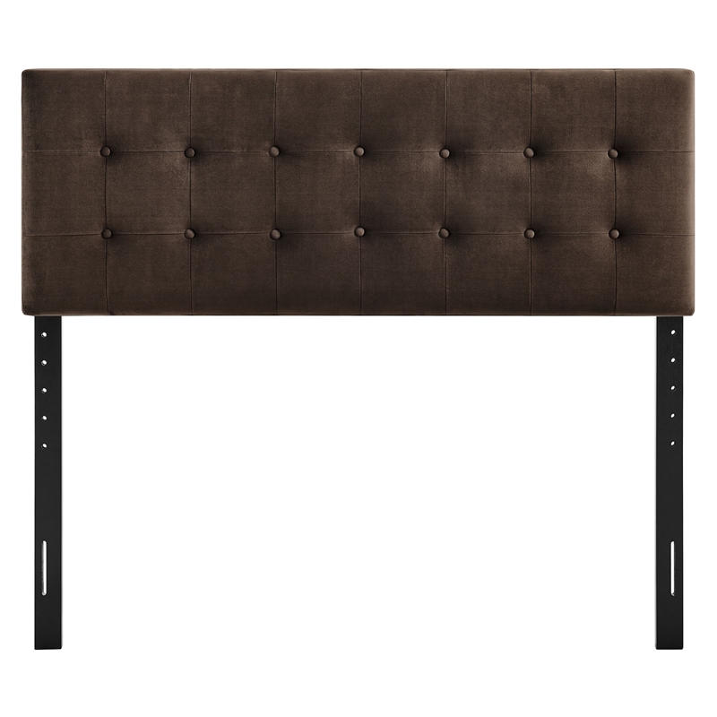 Emily Stain-Resistant Performance Velvet Queen Size Headboard in Chocolate Brown