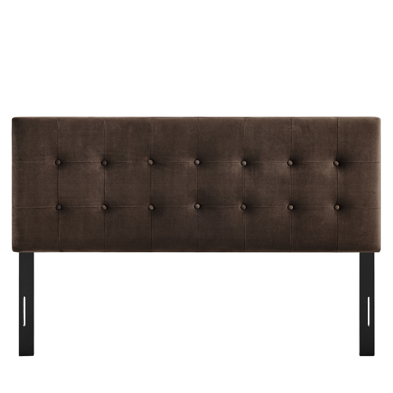 Emily Stain-Resistant Performance Velvet Queen Size Headboard in Chocolate Brown