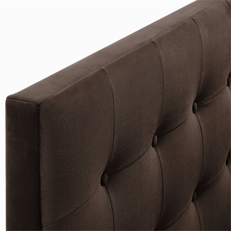 Emily Stain-Resistant Performance Velvet Queen Size Headboard in Chocolate Brown