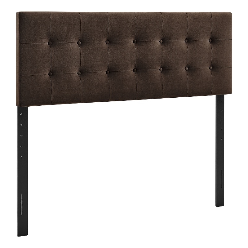 Emily Stain-Resistant Performance Velvet Queen Size Headboard in Chocolate Brown