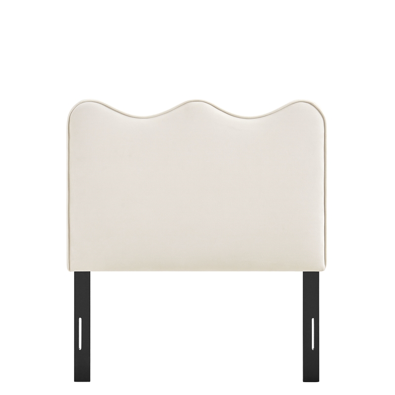 Athena Stain-Resistant Performance Velvet Twin Size Headboard in Alabaster