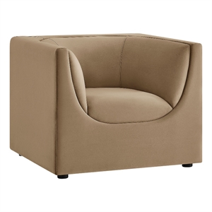 Modway Hilda Curved Back Performance Velvet Upholstered Armchair in Taupe