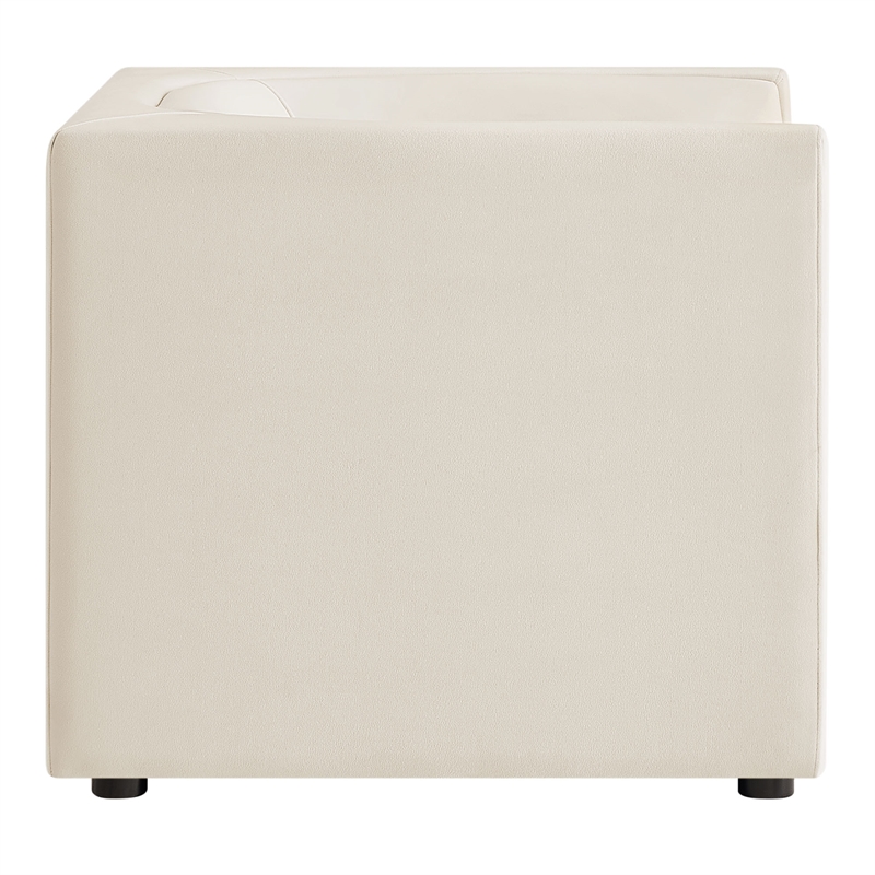 Modway Hilda Curved Back Performance Velvet Upholstered Armchair in Alabaster