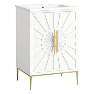 Modway Awaken 24&quot Bathroom Vanity in White With Ceramic Sink Basin