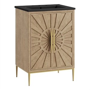 Modway Awaken 24&quot Bathroom Vanity in Oak Black With Ceramic Sink Basin