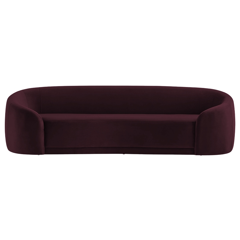 Contessa Curved Performance Velvet Sofa in Mulberry
