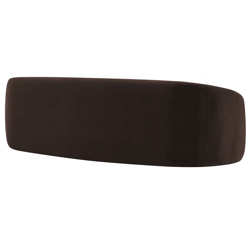Contessa Curved Performance Velvet Sofa in Chocolate Brown