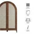 Calista 63 Inch Arched Storage Cabinet With Folding Desk in Walnut