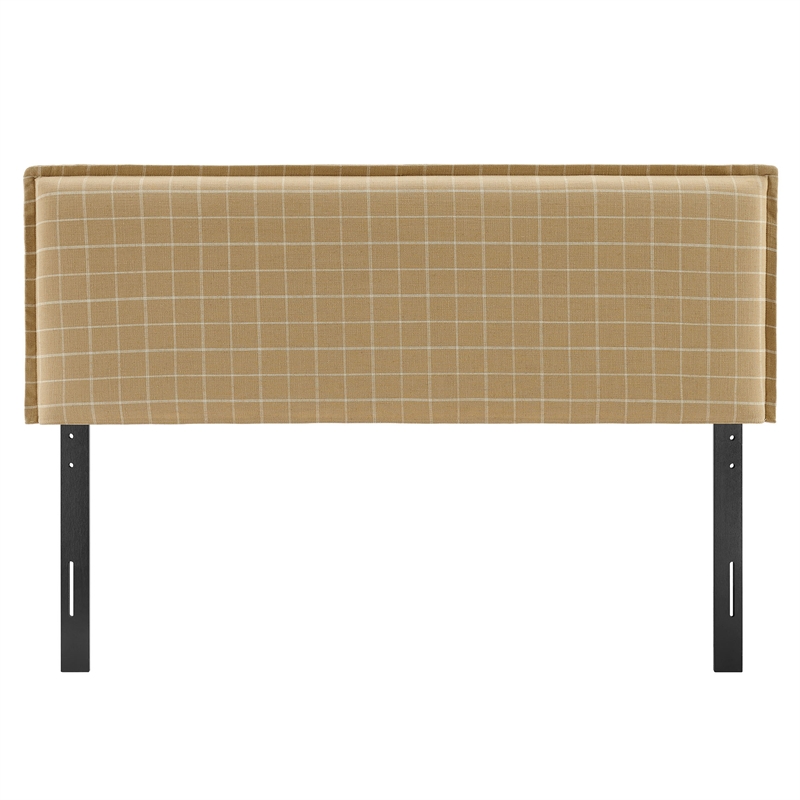 Camille Checkered Linen Blend Full Size Headboard in Hemp Windowpane Check