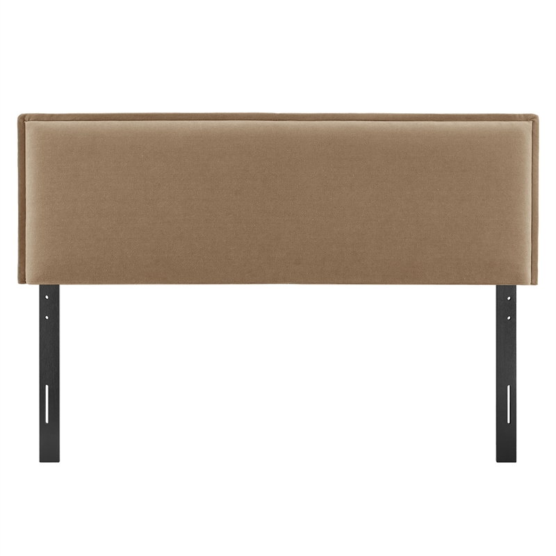 Camille Upholstered Linen Blend Queen Size Headboard in Almond