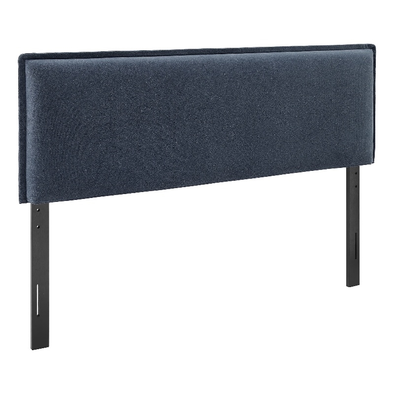 Camille Upholstered Linen Blend Queen Size Headboard in Denim