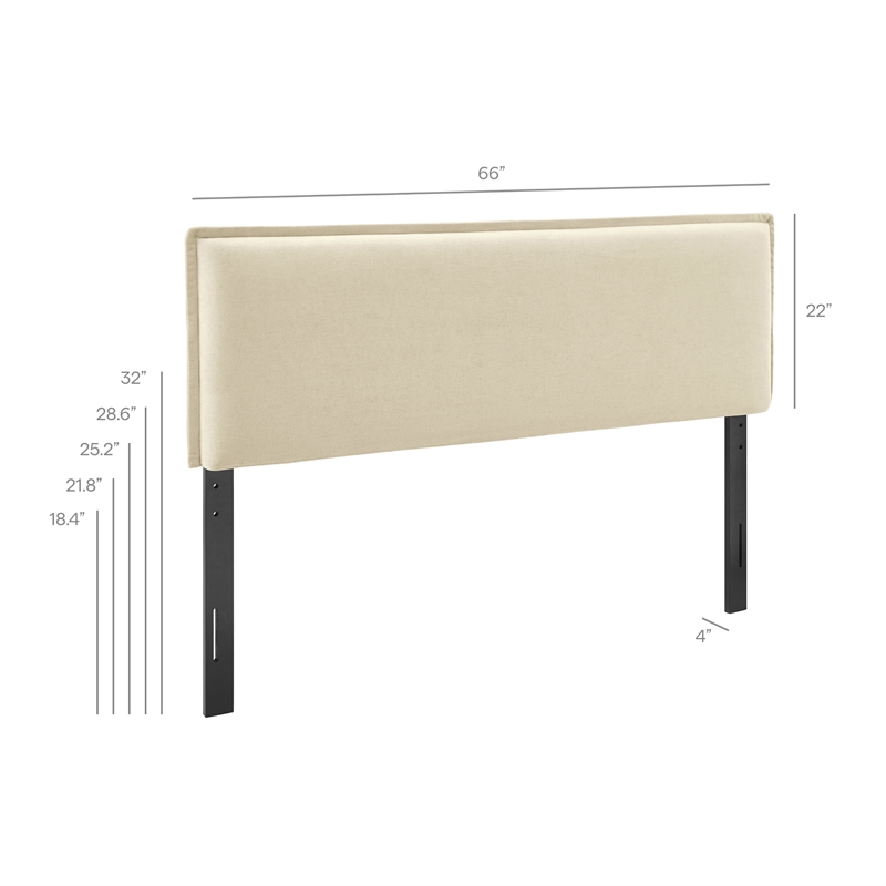 Camille Upholstered Linen Blend Queen Size Headboard in Linen
