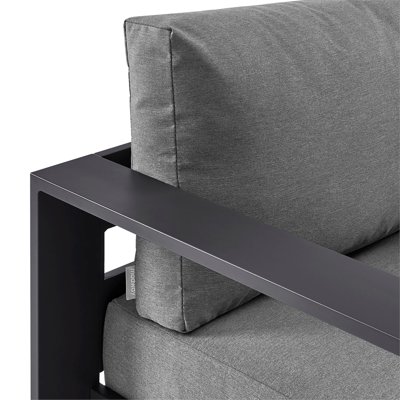 Tahoe Outdoor Powder-Coated Aluminum Swivel Armchair in Gray Charcoal