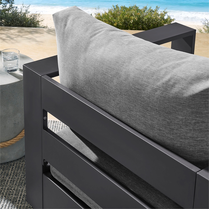 Tahoe Outdoor Powder-Coated Aluminum Swivel Armchair in Gray Gray