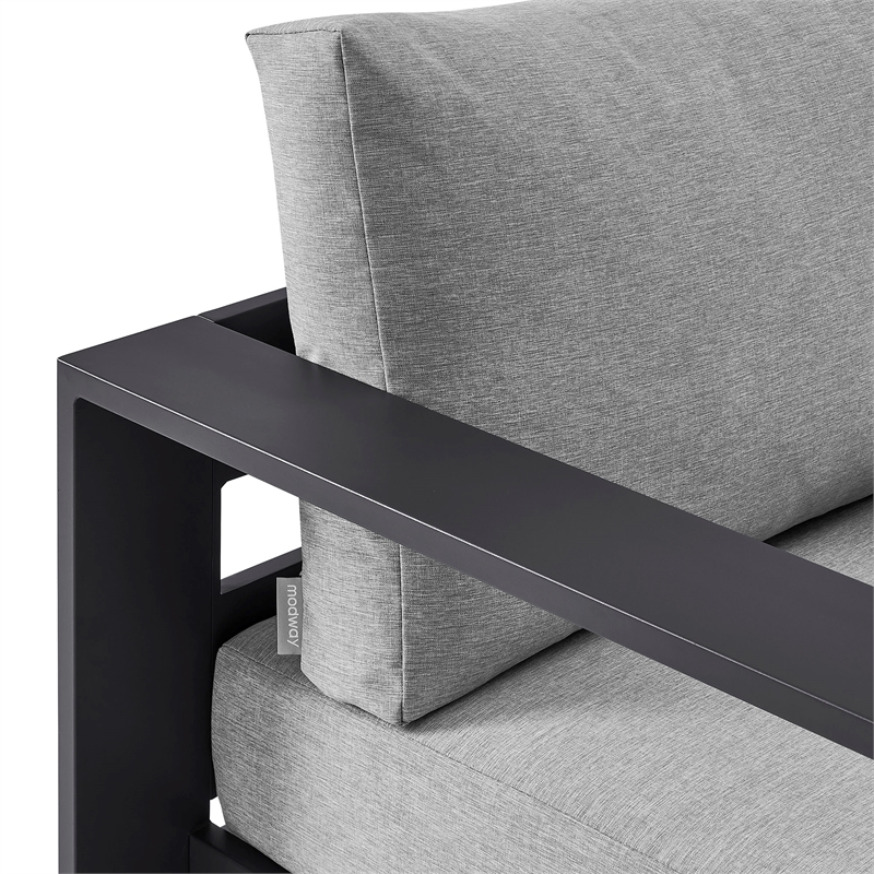 Tahoe Outdoor Powder-Coated Aluminum Swivel Armchair in Gray Gray