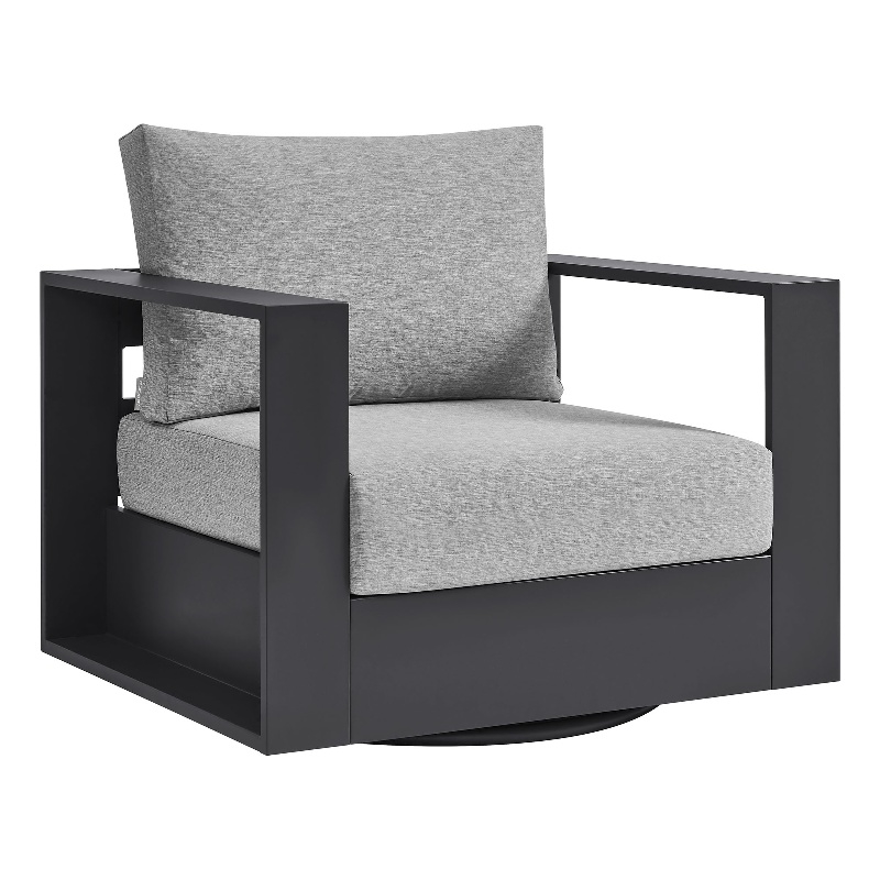 Tahoe Outdoor Powder-Coated Aluminum Swivel Armchair in Gray Gray