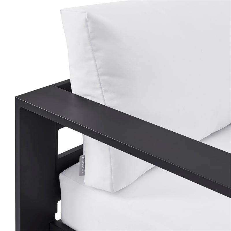 Tahoe Outdoor Powder-Coated Aluminum Swivel Armchair in Gray White