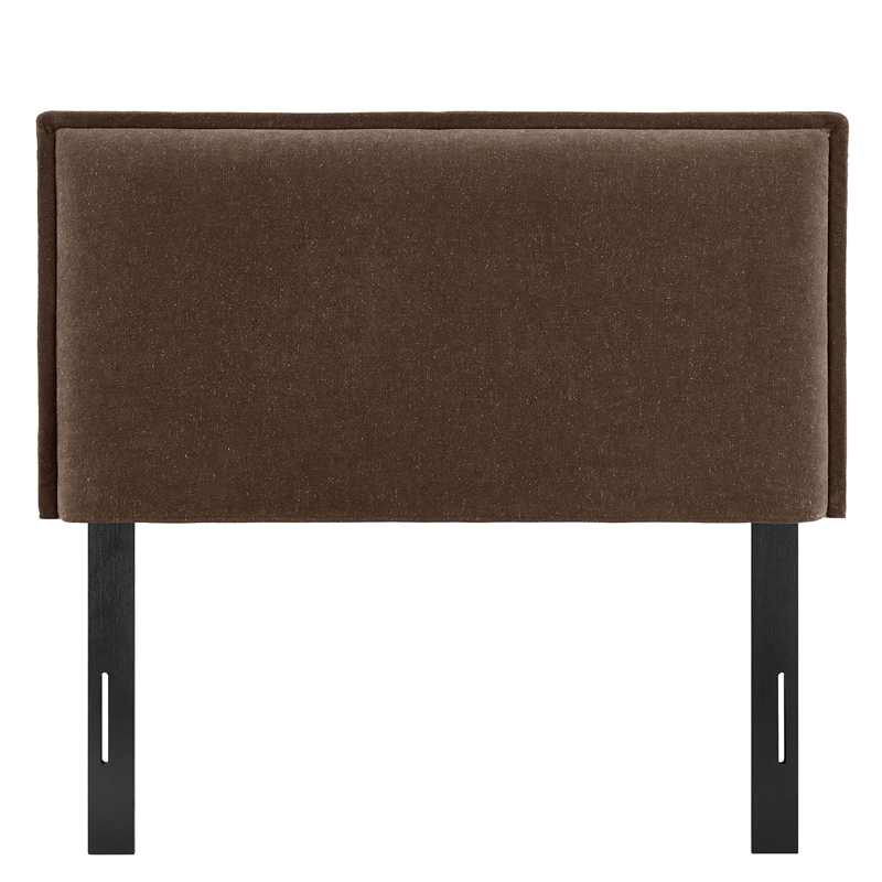 Camille Upholstered Linen Blend Twin Size Headboard in Cocoa