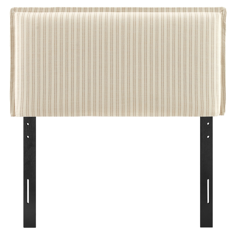Camille Striped Linen Blend Twin Size Headboard in Oatmeal Stripe