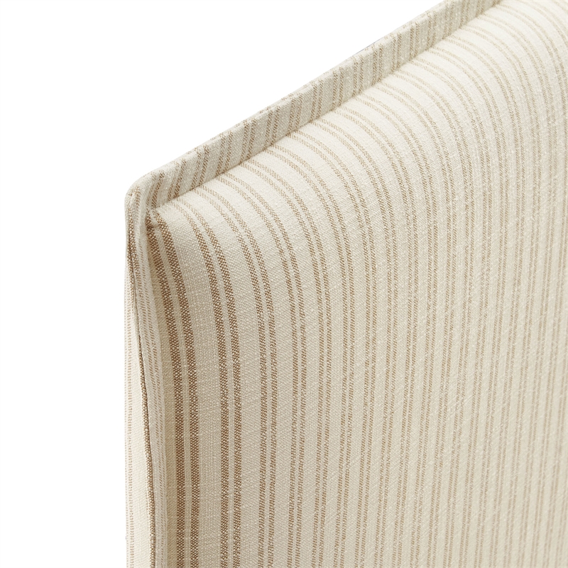 Camille Striped Linen Blend Twin Size Headboard in Oatmeal Stripe