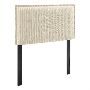 Camille Striped Linen Blend Twin Size Headboard in Oatmeal Stripe