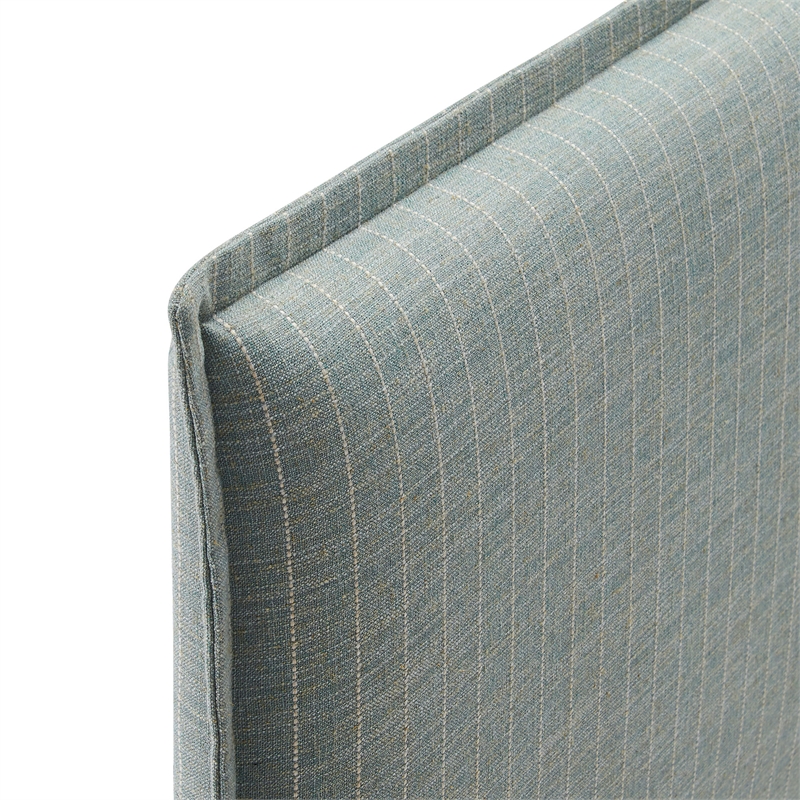 Camille Striped Linen Blend Twin Size Headboard in Spa Blue Stripe