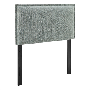 Camille Striped Linen Blend Twin Size Headboard in Spa Blue Stripe
