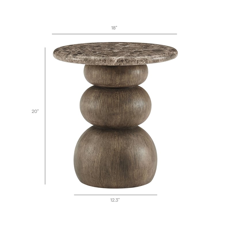 Pietra Indoor Outdoor Round Side Table in Dark Emperador Marble