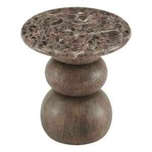 Pietra Indoor Outdoor Round Side Table in Dark Emperador Marble