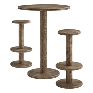 Neo 3-Piece Round Indoor - Outdoor Patio Wood Bar Table And Stool Set