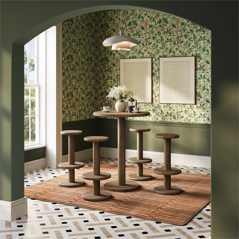 Neo 5-Piece Round Indoor - Outdoor Round Patio Bar Table And Stool Set