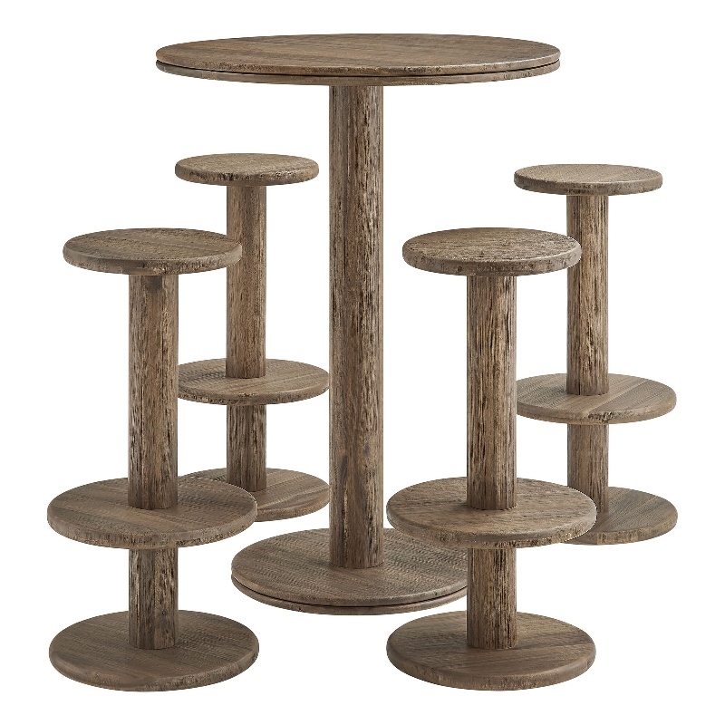 Neo 5-Piece Round Indoor - Outdoor Round Patio Bar Table And Stool Set