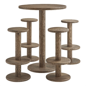 Neo 5-Piece Round Indoor - Outdoor Round Patio Bar Table And Stool Set
