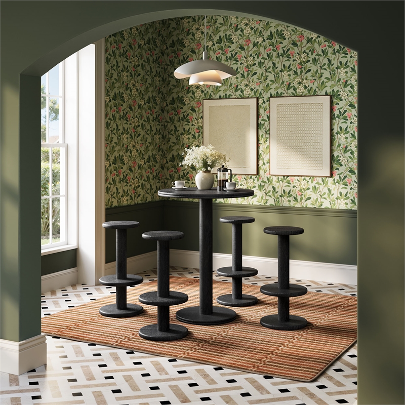 Neo 5-Piece Round Indoor - Outdoor Round Patio Bar Table And Stool Set