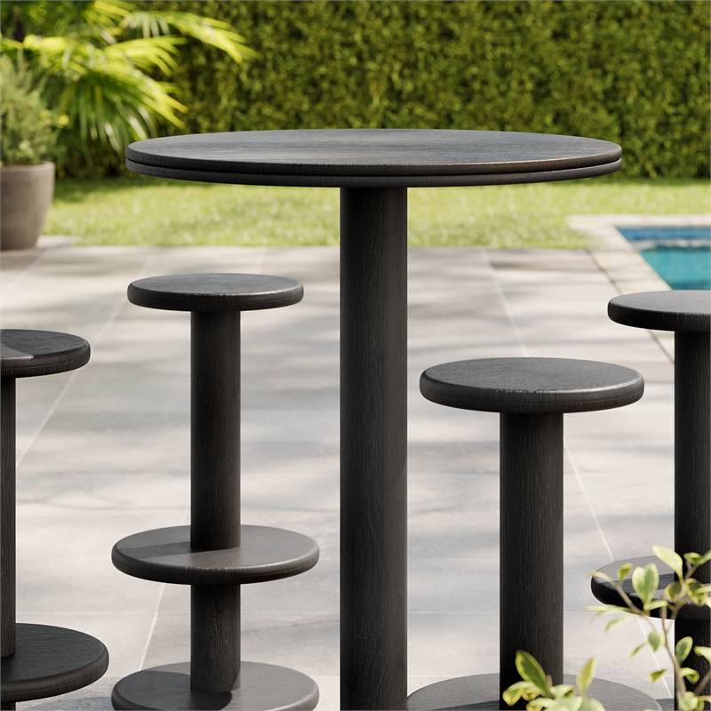 Neo 5-Piece Round Indoor - Outdoor Round Patio Bar Table And Stool Set