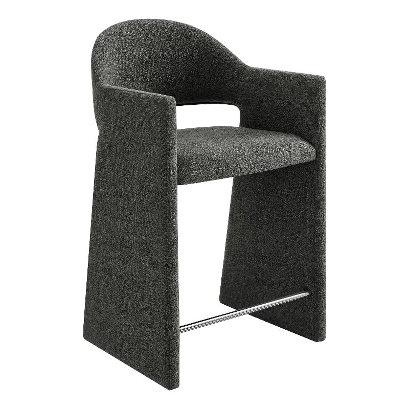 Talia 37 Inch Upholstered Fabric Counter Stool in Charcoal