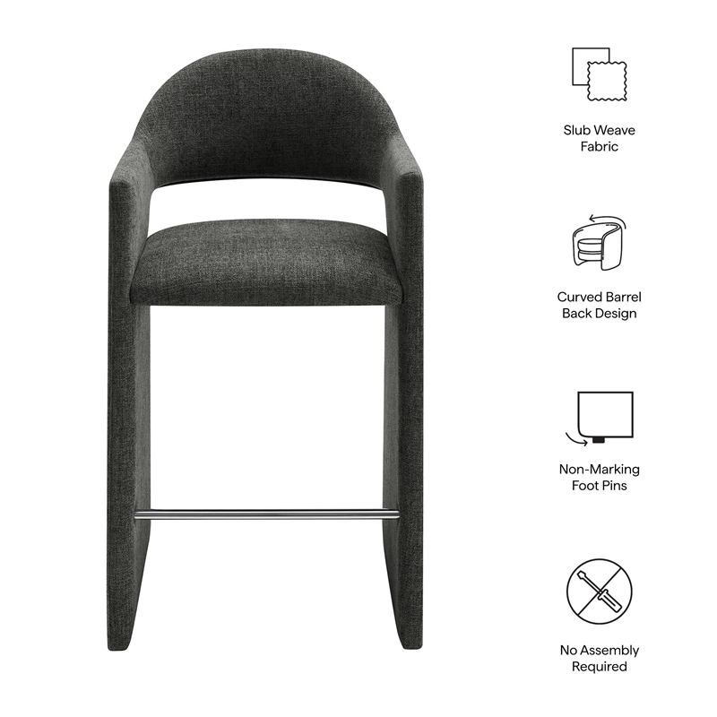 Talia 41 Inch 41 Inch Upholstered Fabric Bar Stool in Charcoal