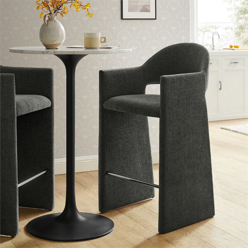 Talia 41 Inch 41 Inch Upholstered Fabric Bar Stool in Charcoal