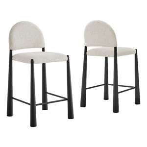 Hayley Upholstered Fabric Counter Stools Set of 2 in Black Cream