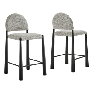Hayley Upholstered Fabric Counter Stools Set of 2 in Black Camel