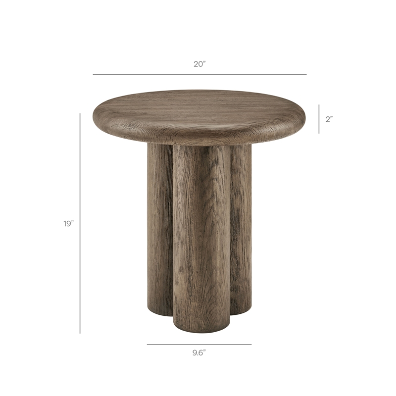 Tori 20 Inch Round Outdoor Indoor and Outdoor Wood Side Table in Weathered Walnut