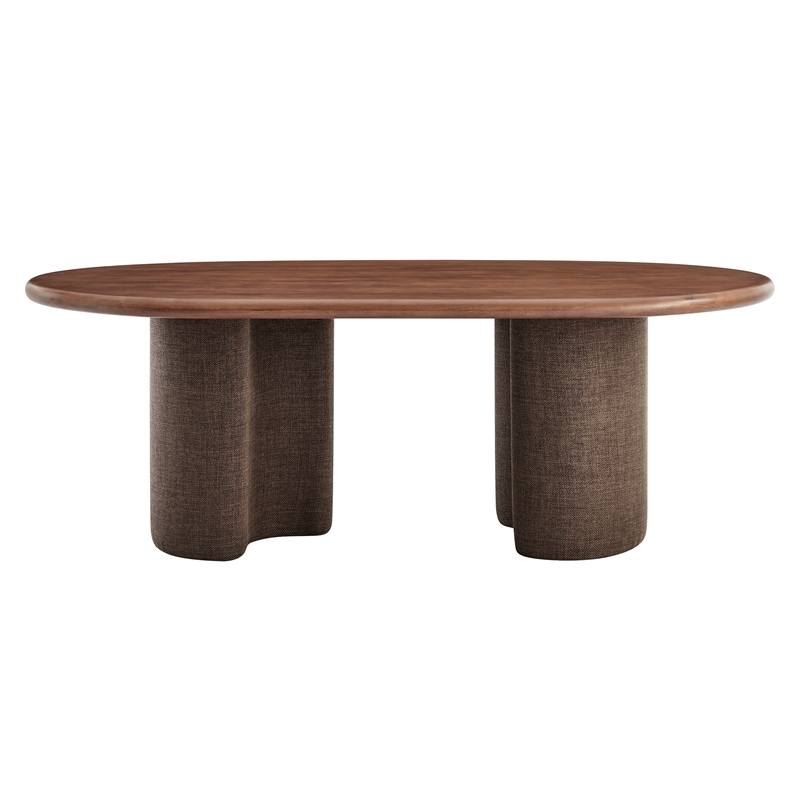 Enric 84 Inch Mango Wood Oval Dining Table in Walnut
