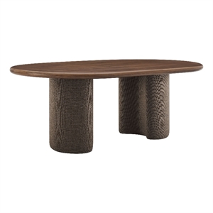 Enric 84 Inch Mango Wood Oval Dining Table in Walnut